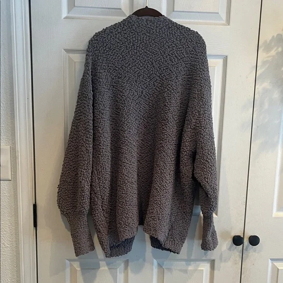 Cozy Charcoal Women's Open Front Cardigan with Pockets - Picture 6 of 6